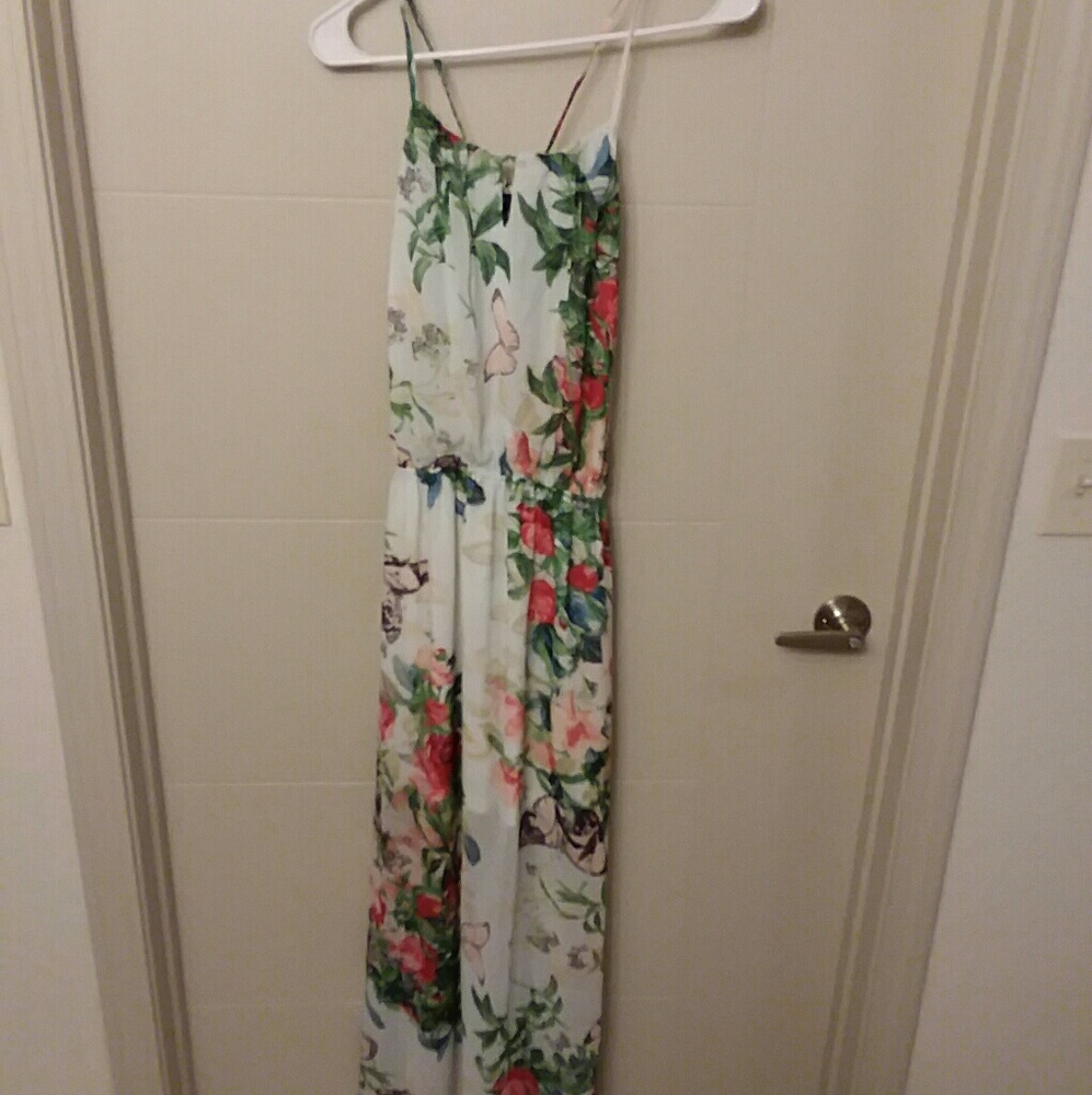 flower and butterfly printed maxi dress